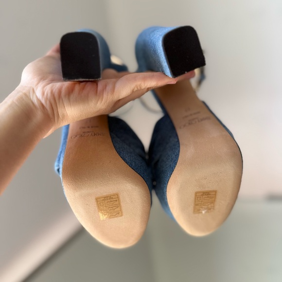 New JIMMY CHOO Heloise 120 Knotted Denim Platform Sandals $995 37 - Picture 7 of 13